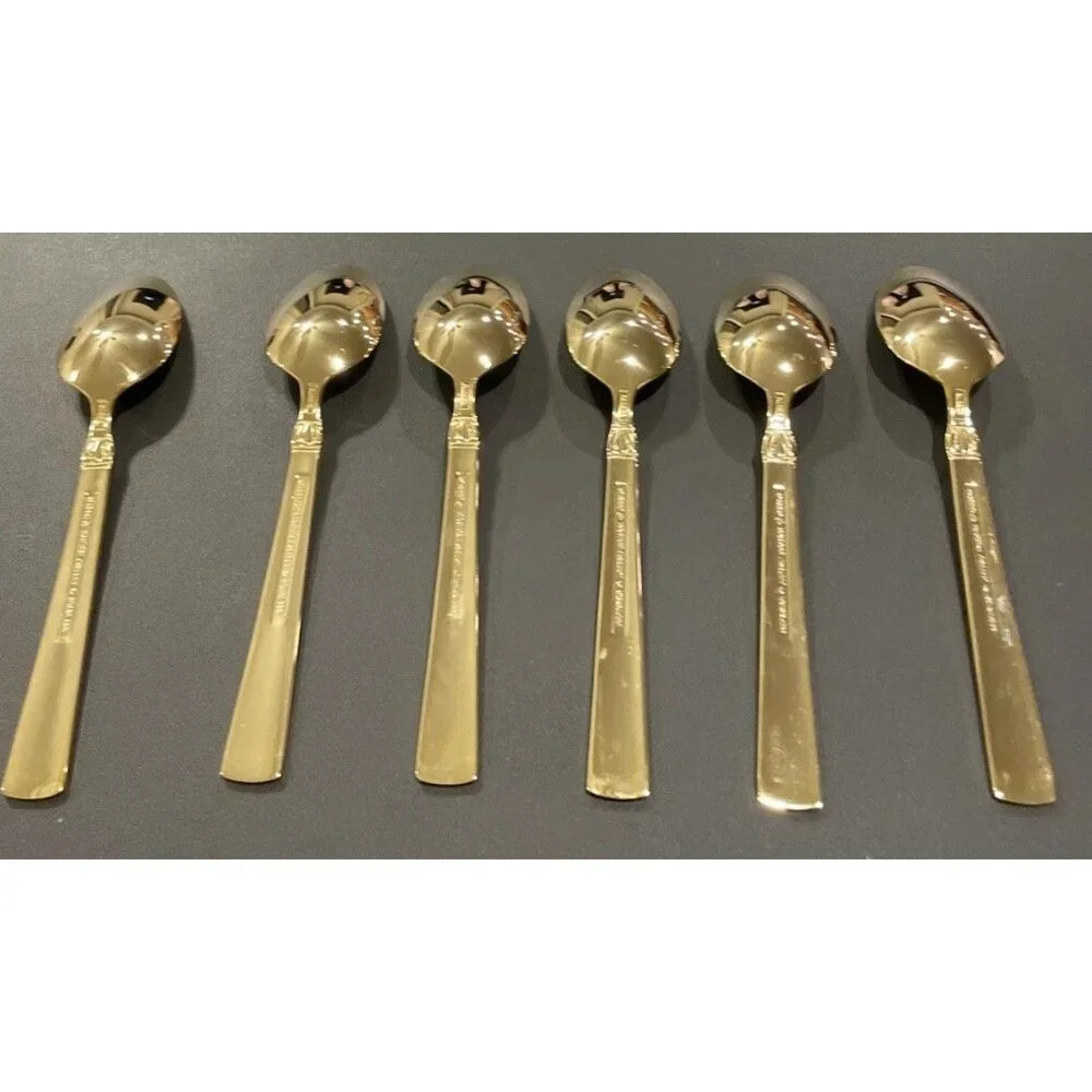 Reed & Barton Sanderling Set Of 6‎ Teaspoons Korea Gold Electroplate Stainless